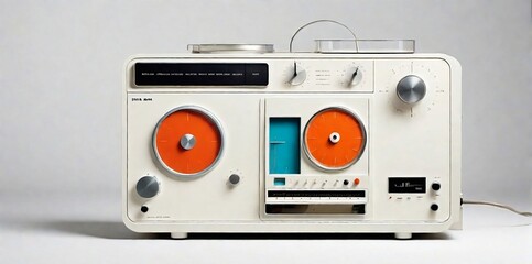 Obraz premium retro cassette tape recorder, Retro boombox ghetto blaster outdated portable radio receiver 