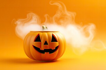 Fototapeta premium Halloween pumpkin with steam.