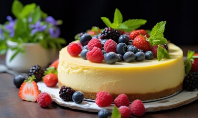 Lemon Cheesecake with Fresh Berries.