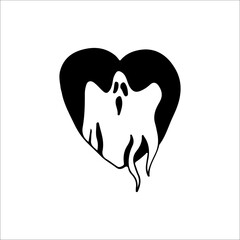 vector illustration of ghost with heart concept