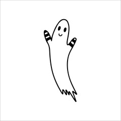 cute ghost doodle illustration vector