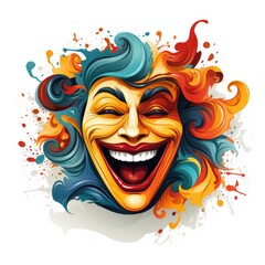Theater Mask Symbolizing Comedy Comedy Symbolism, Cartoon Illustration Background