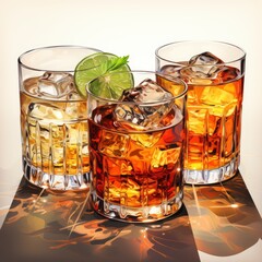 Whiskey And Cocktail Mixing Craft Cocktails Mixology, Cartoon Illustration Background