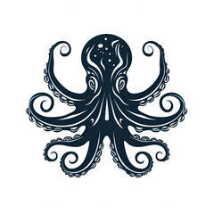 Octopus Vector Style Illustration Cartoon Style Logo White Background Black Background
