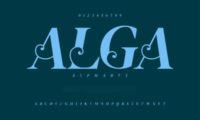 Alga creative modern urban alphabet font. Digital abstract moslem, futuristic, fashion, sport, minimal technology typography. Simple numeric vector illustration