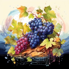 Wine Tasting Notes And Grapes Tasting Journey Wine, Cartoon Illustration Background