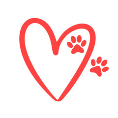 create mammal paw print background with heart design