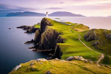 Skye island Nest Point lighthouse in Highland.