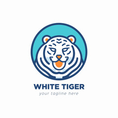 Wild tiger logo template. Vector illustration of tiger head in circle.