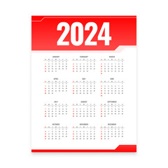 white and red 2024 monthly planner calendar layout organize events