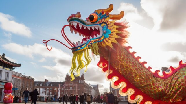 Chinese Dragon under a bright sky.