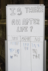 unofficial poll on spirituality outside St. Giles Cathedral, Edinburgh, Scotland