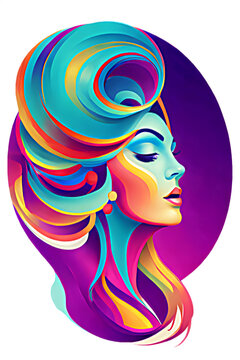 recommend clip art: Triadic colors Surreal art art of a person with a hairstyle 
                    Prompt:  minimalis triadic colors  surreal art vector logo of a woman hairstyle.