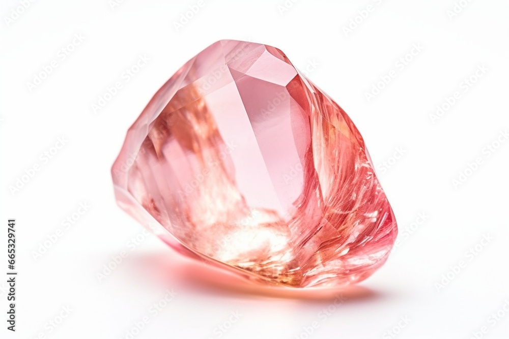 Aufkleber generative ai : macro shooting of natural gemstone - tumbled rose quartz mineral gem stone isolated 