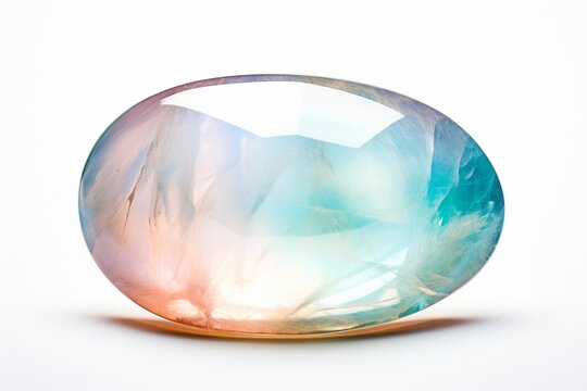 Generative AI : Opal white gem stone on gold ring 