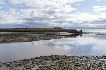ruined breakwater near Bowness-on-Solway, Cumbria, UK (Solway Coast)