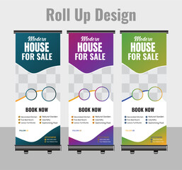 Modern colorful roll up corporate banner design template.