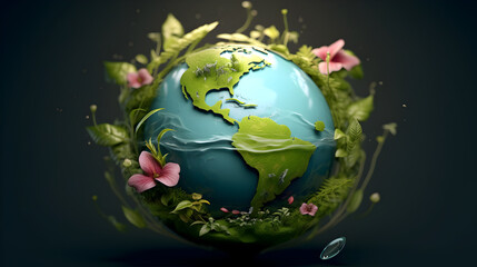 Obraz na płótnie Canvas World environment and earth day concept with globe, nature and eco friendly environment