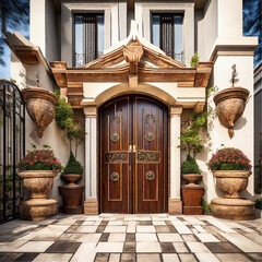 Fototapeta na wymiar royal and luxury entrance gate for home | Generative AI