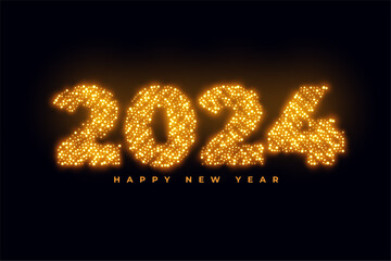 happy new year 2024 golden sparkle text background design