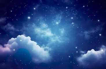 Fototapeta na wymiar Space of night sky with clouds and stars.