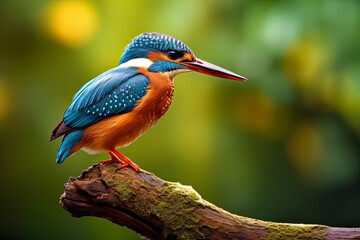 Kingfisher sitting on the tree branch.