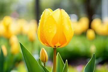 Yellow tulip in the garden.