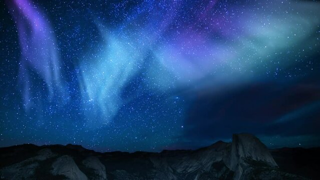 Yosemite Solar Storm Purple Milky Way Time Lapse Glacier Park Half Dome