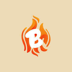 B Letter Fire Logo, Burn, Red, orange, B Logo vector design template elements for your application or company.