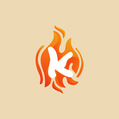 K Letter Fire Logo, Burn, Red, orange, K Logo vector design template elements for your application or company.