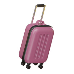 3d icon Suitcase, Summer holiday, Time to travel concept.isolated on white transparent background Illustration PNG 3D Rendering.