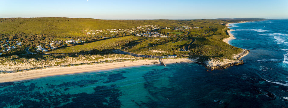 Aerial panorama of Gnarabup Beach, Prevelly,