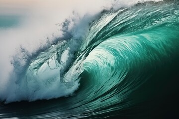 Extreme close up of thrashing emerald ocean waves. - obrazy, fototapety, plakaty