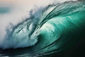 Poster Extreme close up of thrashing emerald ocean waves. © Khalada