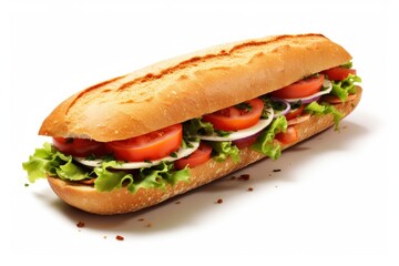 Gourmet sandwich isolated on white background.