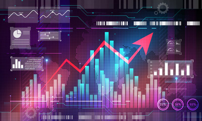Financial business marketing graph, stock market background image, technology concept, online business