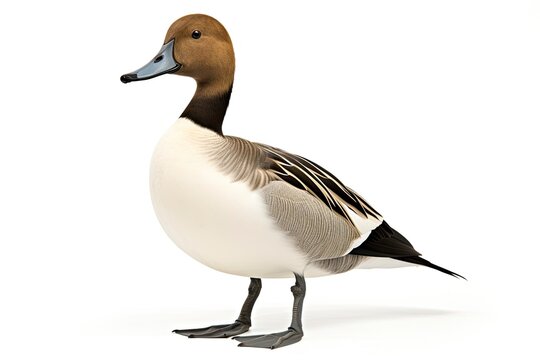 Northern pintail isolated on white background.