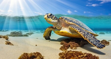 Photo of Sea turtle in the Galapagos island.