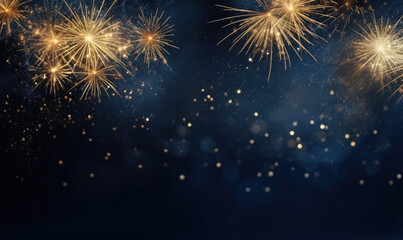 Explosive beauty of bright fireworks against a dark backdrop.