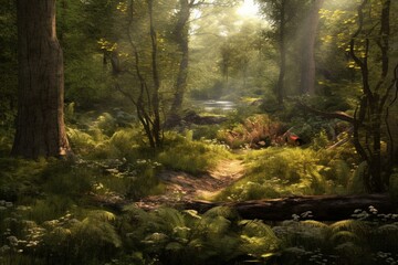 early woodland scene made using advanced tools. Generative AI