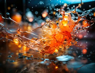 Illustration of orange liquid splashes 
