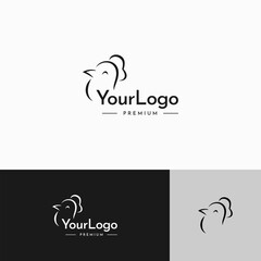 Fototapeta premium Chicken Hen Minimalist Line Vintage Logo Template