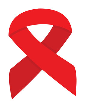 red ribbon icon, symbol of aids day. vector isolated on white background.