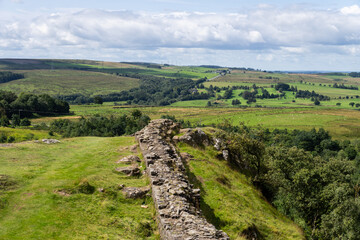 Fototapeta na wymiar a view of Hadrian's Wall at Walltown Crags, near Greenhead, Northumberland, UK