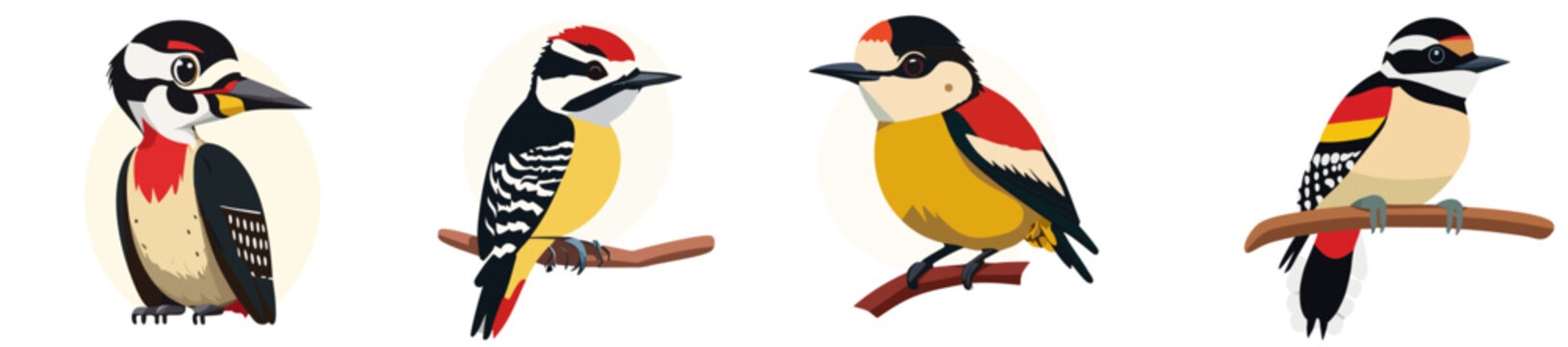 woodpeckers sheet, downy and pileated