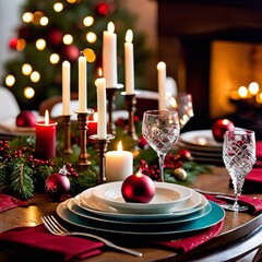 christmas dinner table setting