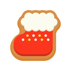 くつした・ソックスのジンジャークッキー・クッキーのベクターイラスト／12月・クリスマス・冬