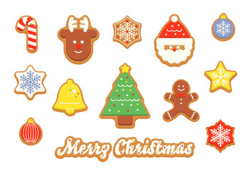 クリスマスモチーフのジンジャークッキー・クッキーのベクターイラスト／12月・クリスマス・冬