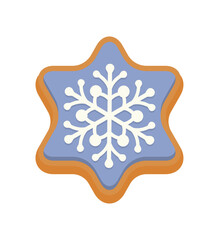星型の雪の結晶の模様がついたジンジャークッキー・クッキーのベクターイラスト／12月・クリスマス・冬