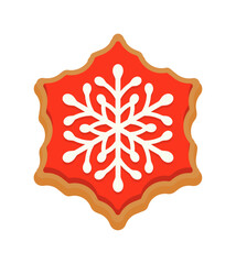 星型の雪の結晶の模様がついたジンジャークッキー・クッキーのベクターイラスト／12月・クリスマス・冬